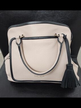 kate spade Blush Pebbled Leather Satchel with Black Trim & Tassel